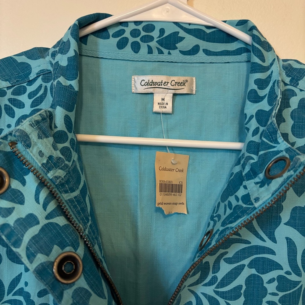 Coldwater Creek Women's NWT Blue Floral Jacket Medium - Picture 3 of 4